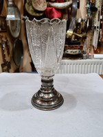 Old silver crystal vase with base