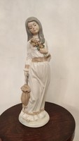 Spanyol színes porcelán figura. "Nő virág csokrral" kézzel festett.Nagy méret.y