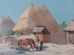 György Németh painting: watering horses!