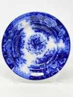 Antique august nowotny, altrohlau cobalt blue flower patterned faience decorative plate, wall plate - cz