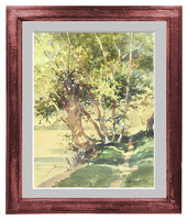Ismeretlen szerzőtől, “Folyóparti fák” c. akvarell