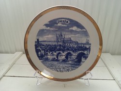 Csehszlovák Bohemia Inglazed porcelán dísztányér_Prága