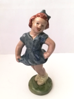 Old ceramic little girl figurine with nipple