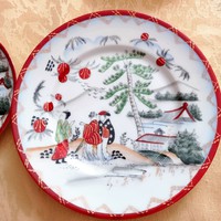 2 db japán porcelán süteményes tányér, 19,5 cm átmérőjűek