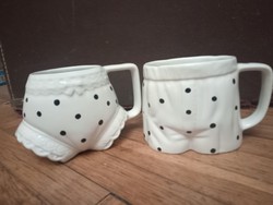 Pair of women's and men's bottom Hungarian handmade mug pair