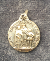 Szent Vince antik ezüstözött medál