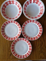Retro lowland porcelain plate with red decor_Northland fine china serenade.Hungary