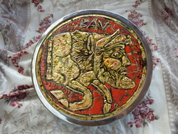 Cs. Uhrin tibor fire enamel picture - minotaur (sirakuza, coin) roll enamel 31 cm / 34cm4