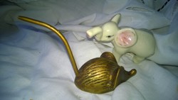 Little elephant, giant mouse mini figurines in ceramic, copper