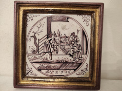 Antik delfti porcelán csempe Jézus születése keresztény karácsony motívum 18-19.század Delft nr. 70