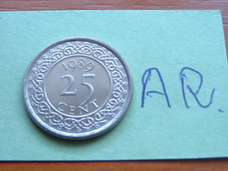 SURINAME 25 CENT 1989 Nikkellel borított acél Királyi pénzverde, Llantrisant #AR