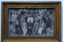 Military doctors hospital group photo antique black and white photo glazed wooden frame