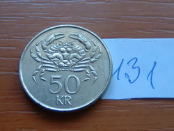IZLAND 50 KORONA 2005 Nikkel-sárgaréz, Crab(Brachyura) RÁK 131.