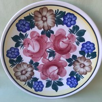 Glazed ceramic decorative plate, hand painted, (large!)