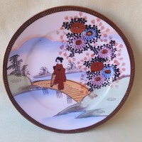 Japán porcelán tányér, dísztányér,  kézzel festett, ritka, szép!