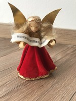 Old Christmas tree decoration with wax-headed angel top decoration