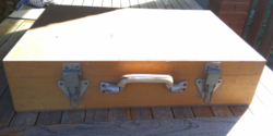 Vintage, antique, retro, loft design wooden toolbox with sturdy lock mechanism and large handle