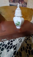 Hollóházi zöld kisméretű urna váza