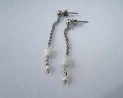 Ezüst fülbevaló tenyésztett gyöngyökkel - 1 Ft-os aukciók!