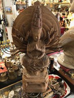 Vishnu szobor, több száz éves, rózsafából, gyűjtőknek kiváló, 45 cm-es.