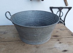 40.5Cm Diameter 15 Liter Tin Bowl 2-Eared Tub Laver Pot Rustic Peasant Decoration