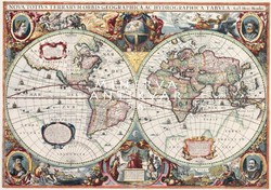 Antik régi világtérkép modern reprint Hondius Henrik 1630 Nova totius Terrarum Orbis geographica