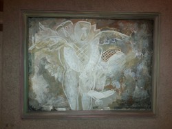 Kopacz Mária (Marosvásárhely) : "Angyal", festmény, farost, akril, 60x80+keret