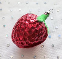 Old glass Christmas tree ornament with large strawberries 6.5 cm