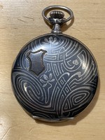 About 1 forint! Silver, niello enameled, Art Nouveau arina pocket watch in collector condition!