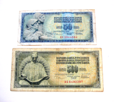 JUGOSZLÁVIA - 50 & 500 Dinár – 1978 - 2 db-os - bankjegy Lot