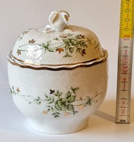 Hollóházi erika porcelain sphere bonbonier, sugar holder (1946)