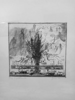 Gross Arnold (1929 - 2015): Flower and Toy Train, 1974, etching