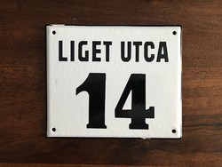 Liget utca 14 - house number plate (enamel plate, enamel plate)