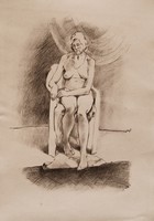 Miklós Ligeti: sitting nude with drapery