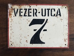 Vezér utca 7 - painted iron plate house number plate (plate)
