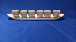 Iridescent Romanian ceramic drink set marked Fs, offering