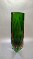 Sommerso Murano diamond cut glass vase with minor damage