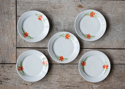 Alföldi retro porcelán tányérok - 5 db konkoly / pipacs és búza mintás kistányérok