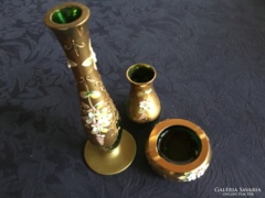 Wonderful bohemian vase with ashtray with porcelain flowers (31)