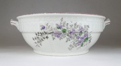 1G385 Régi nagyméretű festett lili virágos porcelán komatál pörköltes tál ~ 1900-as évek eleje