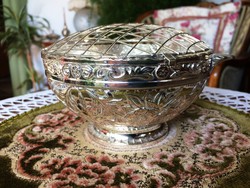 Luxuriously decorated, beautiful, silver-plated, vintage, larger-sized pot-pourri chalice