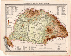 Magyarország hegy- és vízrajzi térkép 1899 (2), atlasz, Gönczy Pál, vármegye, 24 x 30, vármegye