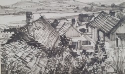 Vilmos of Cluj: roofs - old ink drawing