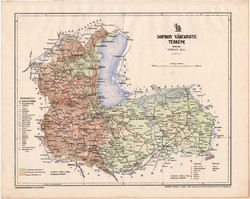 Sopron vármegye térkép 1899 (2), atlasz, Gönczy Pál, 24 x 30, Magyarország, megye, járás, Posner