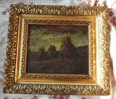 Antal Dayka (Hungarian, 1868-1926) - Haystacks - oil / wood painting