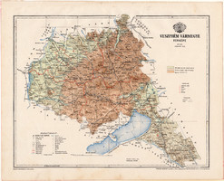 Veszprém vármegye térkép 1899 (2), atlasz, Gönczy Pál, 24 x 30, Magyarország, megye, járás, Posner