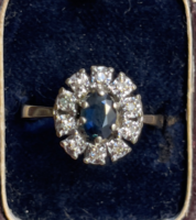 1 Forintról! 14 karátos Arany gyűrű apró Gyémántokkal, közepén kék Zafírral! 3,4 gramm!