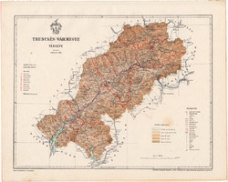 Trencsén vármegye térkép 1899 (2), atlasz, Gönczy Pál, 24 x 30, Magyarország, megye, járás, Posner