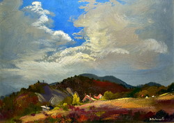 Kálmán Istókovits (1898 - 1990) hilly landscape with rippled clouds!