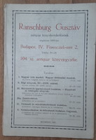 RANSCHBURG GUSZTÁV 104. SZ. ANTIQUAR KÖNYVJEGYZÉKE